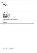 AQA GCSE BENGALI Foundation Tier Paper 1 Listening JUNE 2023 MARK SCHEME