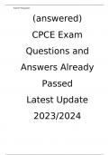 (answered)  CPCE Exam Questions and Answers Already Passed  Latest Update 2023/2024  