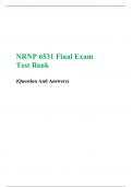 NRNP 6531 Final Exams TEST BANK, NRNP 6531N Final Exams TEST BANK, • Updated Questions AND Answers 100% Correct., Walden University.