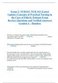 Exam 2: NUR163/ NUR 163 (Latest Update) Concepts of Practical Nursing in the Care of Elderly Patients Exam Review| Questions and Verified Answers| Graded A – Hondros