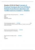 Hondros NUR 163 Final Concepts of Practical Nursing in the Care of Elderly Patients Exam Review| Questions and Verified Answers| Graded A – Hondros