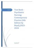 Test Bank - Psychiatric Nursing: Contemporary Practice (6th Edition by Boyd),2023-2024