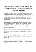 DBMS110 -- Lesson 5 & Tutorial 12 - Ivy Tech Community College Questions With Complete Solutions