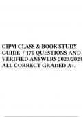 CIPM CLASS & BOOK STUDY GUIDE / 170 QUESTIONS AND VERIFIED ANSWERS 2023/2024 /ALL CORRECT GRADED A+. 