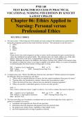 PNR 140 Chapter 06: Ethics Applied to Nursing: Personal versus Professional Ethics TEST BANK FOR SUCCESS IN PRACTICAL VOCATIONAL NURSING 9TH EDITION BY KNECHT LATEST UPDATE