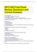 EEC1200 Final Exam Review Questions and Correct Answers 