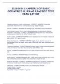 2023-2024 CHAPTER 3 OF BASIC  GERIATRICS NURSING PRACTICE TEST  EXAM LATEST