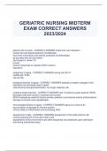 GERIATRIC NURSING MIDTERM EXAM CORRECT ANSWERS  2023/2024