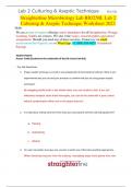 Straighterline Microbiology Lab BIO250L Lab 2 Culturing & Aseptic Technique Worksheet 2023