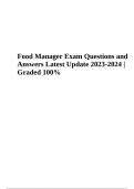 Food Manager Exam Practice Questions With Complete Answers - Latest Update 2023-2024 | 100% Verified