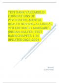 TEST BANK VARCAROLIS' FOUNDATIONS OF PSYCHIATRIC-MENTAL HEALTH NURSING A CLINICAL 9TH EDITION BY MARGARET JORDAN HALTER |TEST BANK|CHAPTER 1-36 UPDATED 2023-2024      