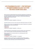 ATI PHARMACOLOGY –FNPRETAKE EXAM/PHARMACOLOGY ATI FNP  RETAKEEXAM2022-2023