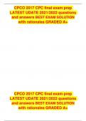 CPCO 2017 CPC final exam prep LATEST UDATE  questions and answers BEST EXAM SOLUTION  GRADED A+