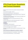 PTU Final Exam Questions and Correct Answers 