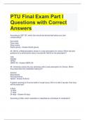 PTU Final Exam Part I Questions with Correct Answers 