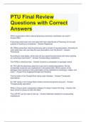 PTU Final Review Questions with Correct Answers 