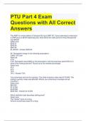 PTU Part 4 Exam Questions with All Correct Answers 