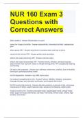 NUR 160 Exam 3 Questions with Correct Answers 