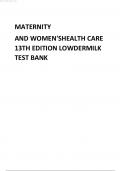 Maternity and Women's Health Nursing Lowdermilk Maternity Examination and History Taking 13th Edition Bickley Test Bank. (  Complete  Version 2023-2024)Maternity and Women's Health Nursing Lowdermilk Maternity Examination and History Taking 