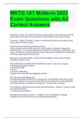 MKTG 181 Midterm 2023 Exam Questions with All Correct Answers 