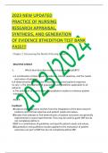 2023 NEW UPDATED PRACTICE OF NURSING  RESEARCH APPRAISAL,  SYNTHESIS, AND GENERATION  OF EVIDENCE 8THEDITION TEST BANK PASS!!!