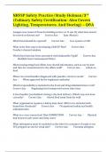 NRFSP Safety Practice/Study-Holman/3rd (Culinary Safety Certification- Also Covers Lighting, Temperatures, And Storing) – Q&A