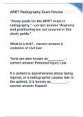 ARRT Radiography Exam Review questions with correct answers Latest test