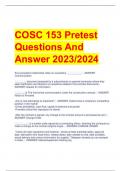 COSC 153 Pretest  Questions And  Answer 2023/2024