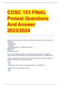 COSC 153 FINAL  Pretest Questions  And Answer  2023/2024