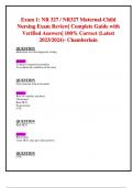 Exam 1: NR 327 / NR327 Maternal-Child Nursing Exams | Questions and Verified Answers| Graded A -Chamberlain (Latest 2023/2024 UPDATES BUNDELD TOGETHER WITH COMPLETE SOLUTIONS) 