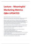 Lecture - Meaningful  Marketing Metrics Q&A UPDATED