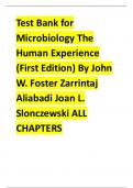 Test Bank For Microbiology: The Human Experience 2nd Edition By John W Foster, Zarrintaj Aliabadi, Joan L Slonczewski 9780393533248 Chapter 1-27 Complete Guide .