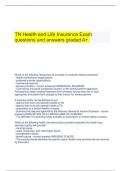  TN Health and Life Insurance Exam questions and answers graded A+.