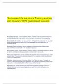  Tennessee Life Insurance Exam questions and answers 100% guaranteed success.