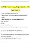 NYPD 2nd Trimester (LAW) Exam With Correct Answers Graded A+