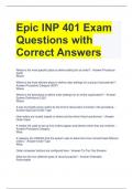 Epic INP 401 Exam Questions with Correct Answers 