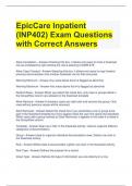 EpicCare Inpatient (INP402) Exam Questions with Correct Answers 