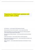  Preparing For CDA Exam questions and answers 100% verified.