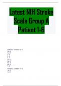 Latest NIH Stroke Scale Group A Patient 1-6    patient 1 - Answer 1a- 0 1b- 0 1c- 0 2- 0 3- 0 4- 1 5a- 0 5b- 0 6a- 2 6b- 2 7- 0 Patient 2 - Answer 1a- 0 1b- 0 1c- 0