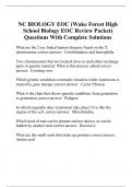 NC BIOLOGY EOC (Wake Forest High School Biology EOC Review Packet) Questions With Complete Solutions