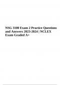 NSG 3100 Exam 2 Practice Questions and Answers 2023-2024 | NCLEX Exam Graded A+