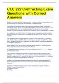 CLC 222 Contracting Exam Questions with Correct Answers 