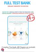 Test Bank For Organic Chemistry 4th Edition By David R. Klein | 2021-2022 | 9781119659594 | Chapter 1-27 | Complete Questions And Answers A+