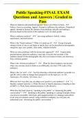 Public Speaking-FINAL EXAM Questions and Answers | Graded to Pass