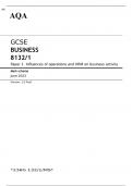 AQA GCSE BUSINESS Paper 1 MARK SCHEME 2023: Influences of operations and HRM on business activity