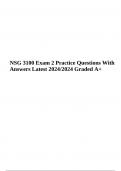 NSG 3100 Exam 2 Practice Questions With Answers Latest 2024/2024 Graded A+