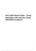 NSG 6430 Midterm Exam Questions and Answers Latest Study Guide 2023/2024 Graded A+ | NSG 6430 WEEK 5 KNOWLEDGE CHECK – Exam Practice Questions and Answers 2023/2024 | 100% Correct and NSG 6430 Week 9 Quiz - Exam Questions with Answers Latest 2023/2024 Gra