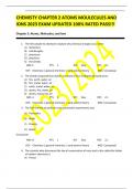 CHEMISTY CHAPTER 2 ATOMS MOULECULES AND IONS 2023 EXAM UPDATED 100% RATED PASS!!!