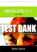 Test Bank For Absolute C++ 6th Edition All Chapters - 9780133970838