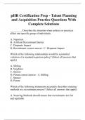 pHR Certification Prep - Talent Planning and Acquisition Practice Questions With Complete Solutions